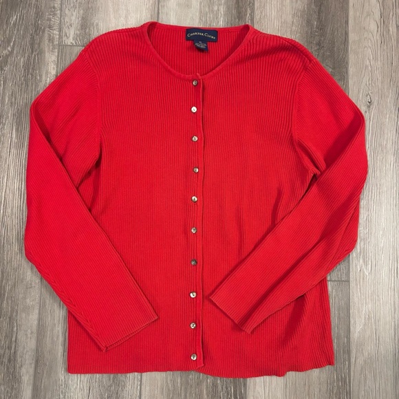 ❤️Charter Club❤️ Red Cardigan Sweater - Picture 1 of 6